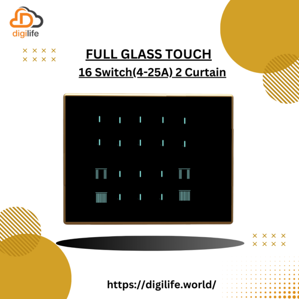 [FGT-12M] Full Glass Touch 16 Switch (4-25A) 2 Curtain