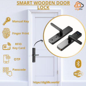 Smart Wooden Door Lock - Black