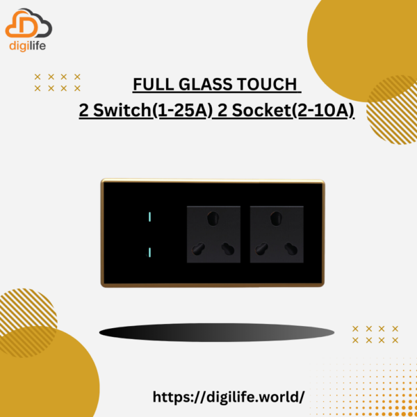 [FGT-6M] Full Glass Touch 2 Switch (1-25A) 2 Socket (2-10A)