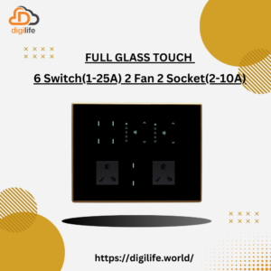 [FGT-12M] Full Glass Touch 6 Switch (1-25A) 2 Fan 2 Socket (2-10A)