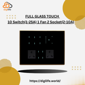 [FGT-12M] Full Glass Touch 10 Switch (1-25A) 1 Fan 2 Socket (2-10A)