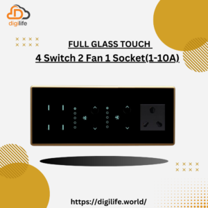 [FGT-8M] Full Glass Touch 4 Switch 2 Fan 1 Socket (1-10A)