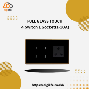 [FGT-4M] Full Glass Touch 4 Switch 1Socket (1-10A)